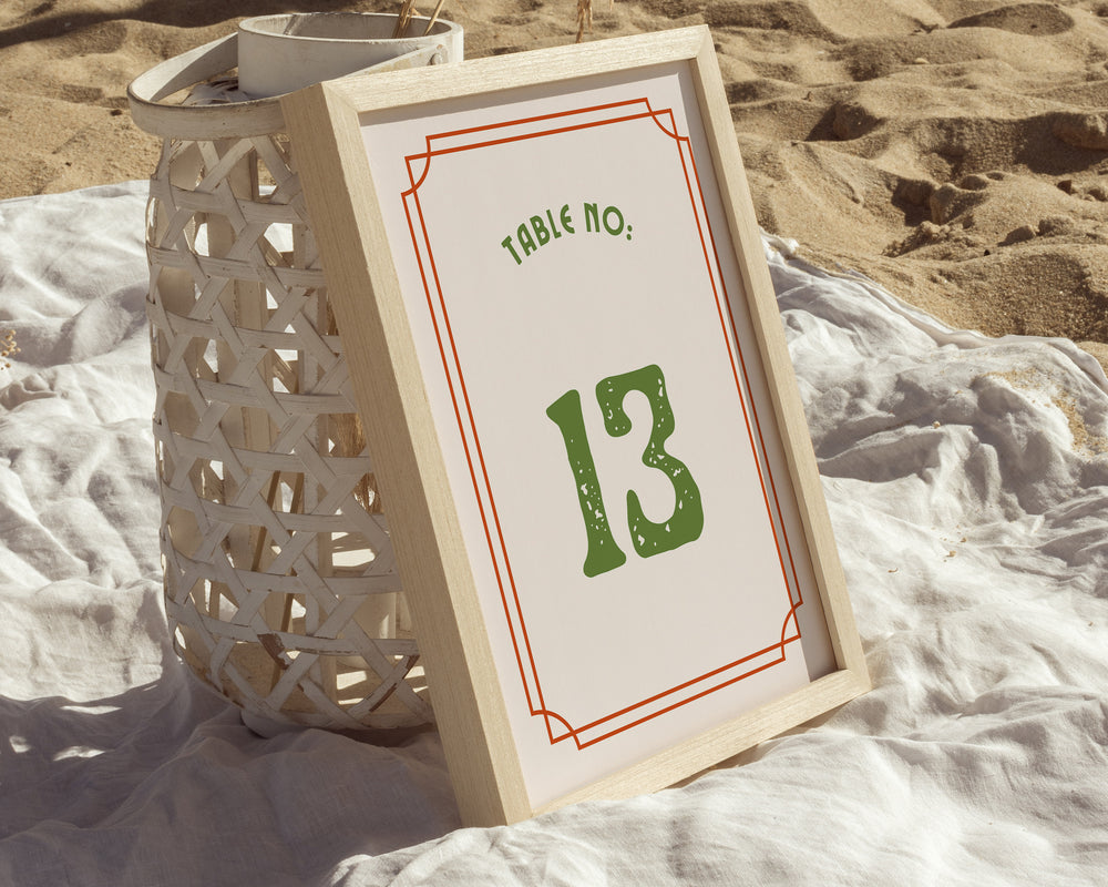 Retro Wedding Table Numbers Template