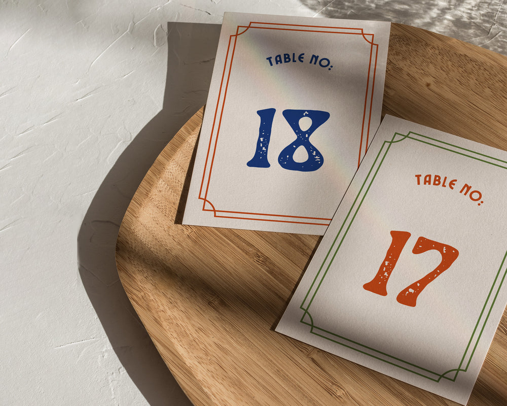 Retro Wedding Table Numbers Template