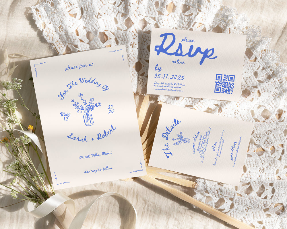 Vintage Wedding Invitation Suite Template