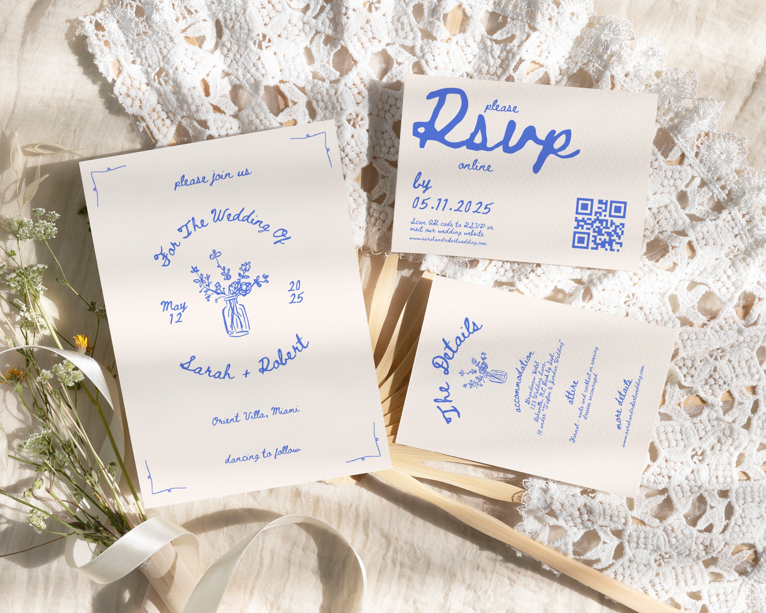 Vintage Wedding Invitation Suite Template