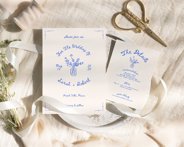 Vintage Wedding Invitation Suite Template