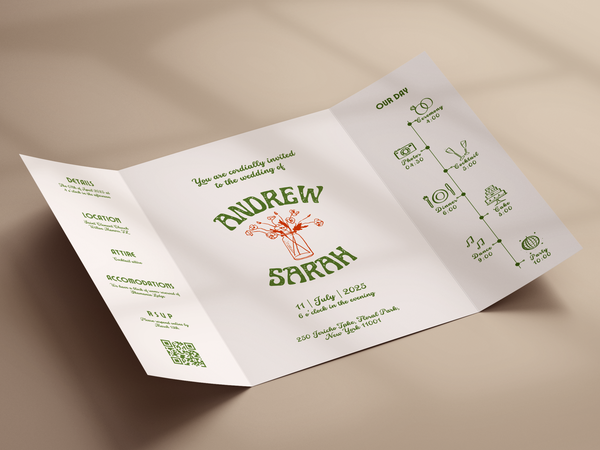 Retro Gatefold Wedding Invitation