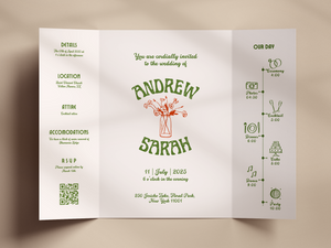Retro Gatefold Wedding Invitation