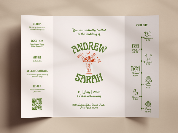 Retro Gatefold Wedding Invitation