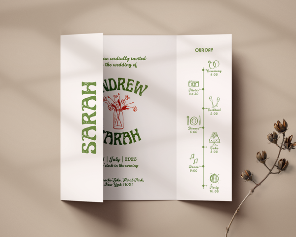 Retro Gatefold Wedding Invitation