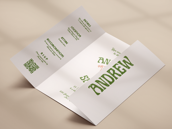 Retro Gatefold Wedding Invitation