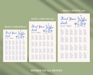 BeyzaLab Alphabetical Vintage Wedding Seating Chart Sign