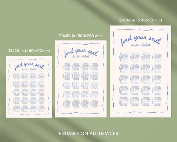 BeyzaLab Beth Ellen Wedding Seating Chart Sign