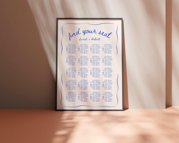 BeyzaLab Beth Ellen Wedding Seating Chart Sign