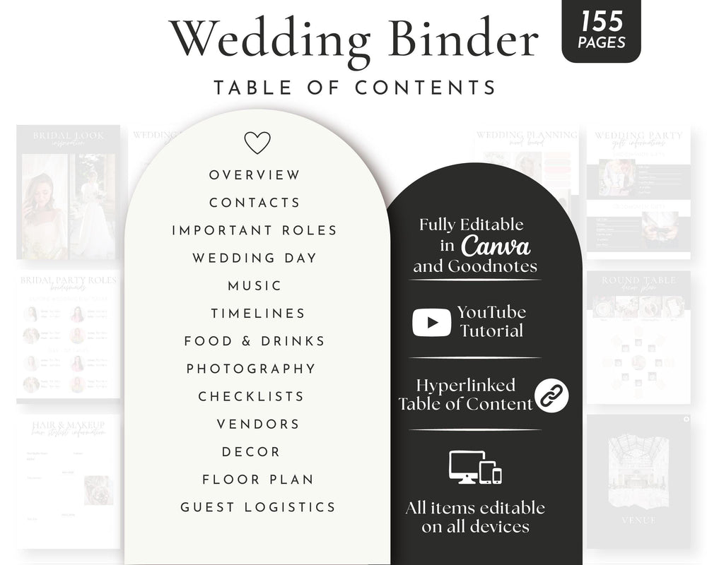 BeyzaLab Black Wedding Day Binder with Photo
