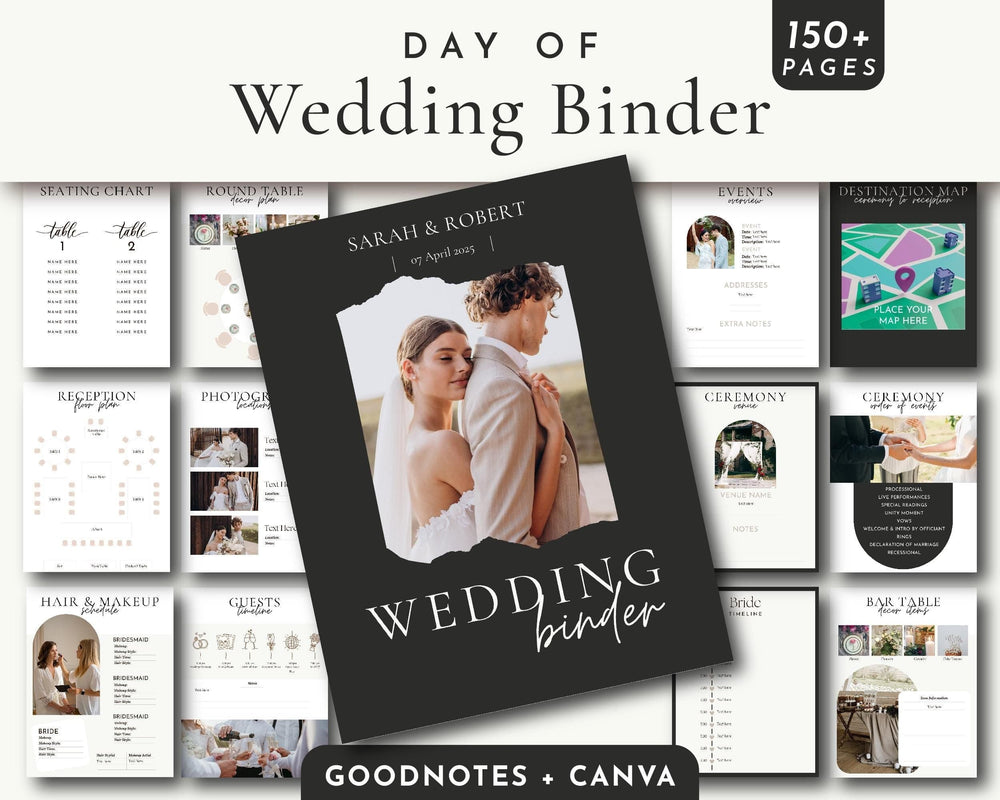 BeyzaLab Black Wedding Day Binder with Photo