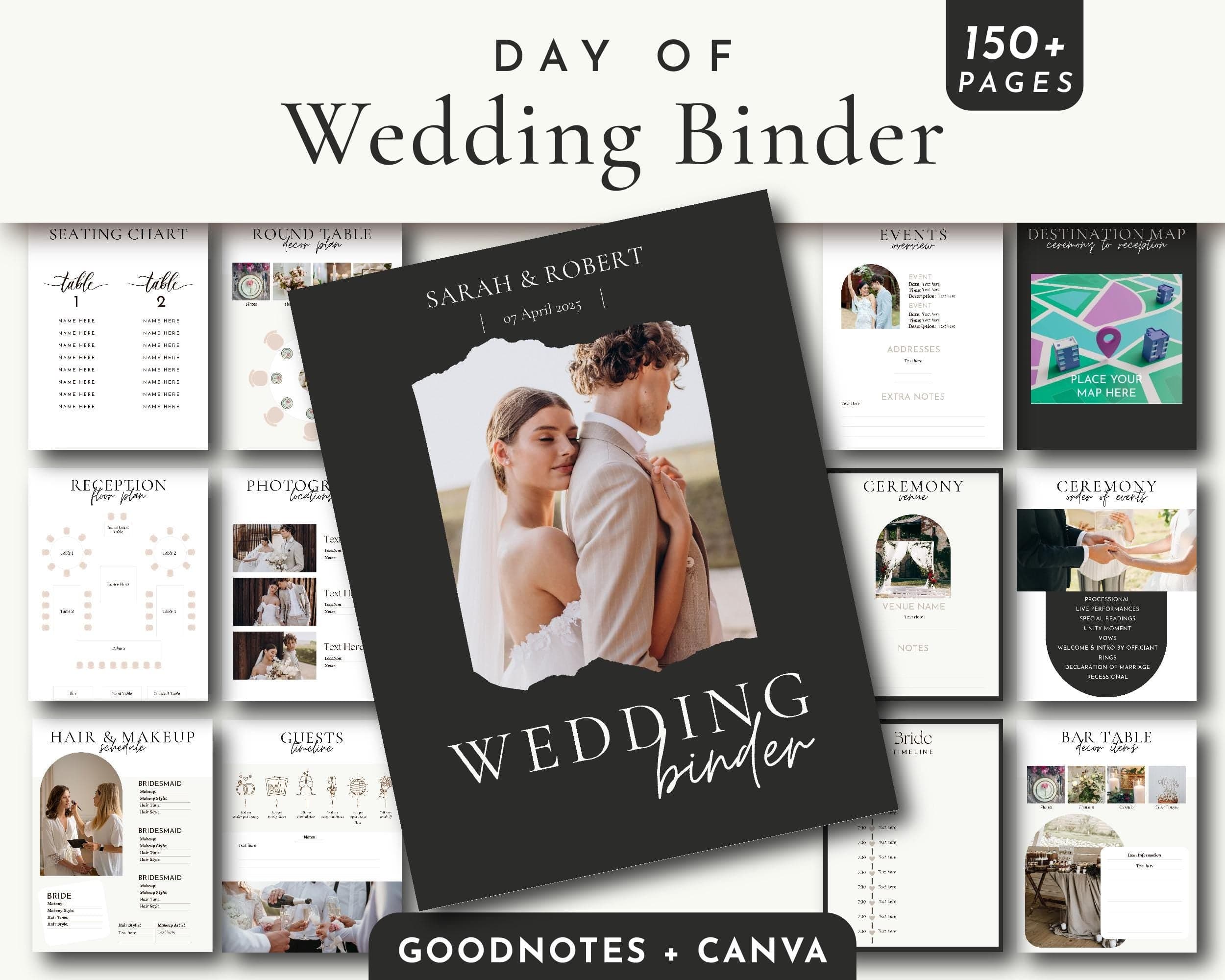 BeyzaLab Black Wedding Day Binder with Photo