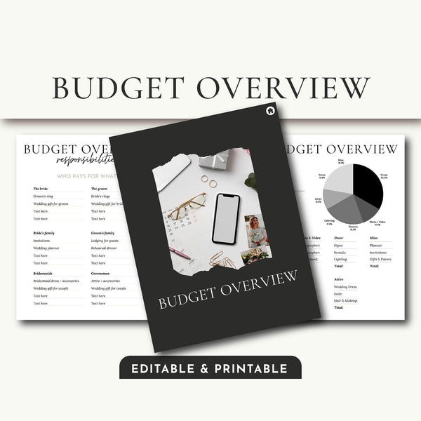 Goodnotes & Canva Template Black Wedding Day Binder with Photo