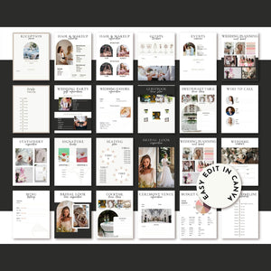 Goodnotes & Canva Template Black Wedding Planner Bundle with Photo