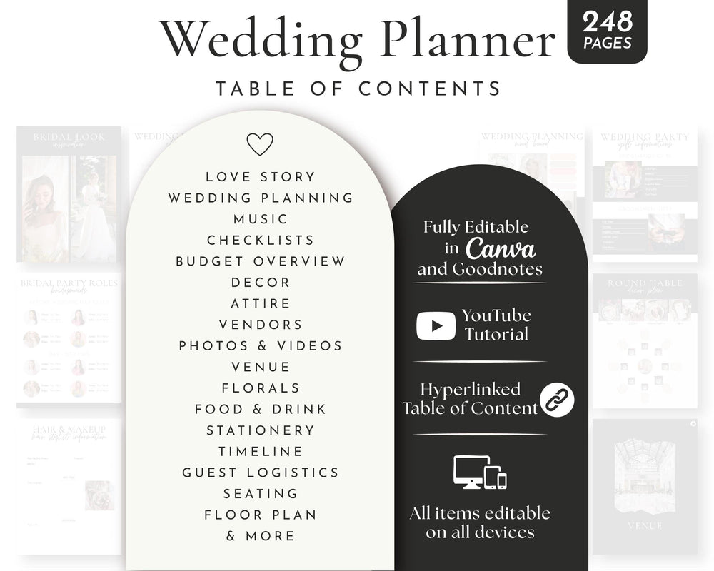 BeyzaLab Black Wedding Planner with Photo