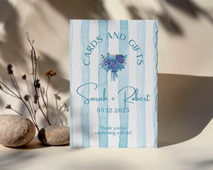 BeyzaLab Blue Striped Cards and Gifts Sign