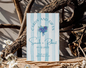 BeyzaLab Blue Striped Cards and Gifts Sign
