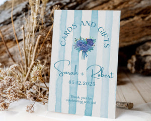 BeyzaLab Blue Striped Cards and Gifts Sign