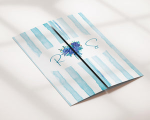 BeyzaLab Blue Striped Gatefold Wedding Invitation