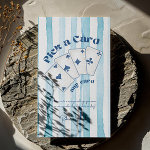 BeyzaLab Blue Striped Pick a Card Sign Template