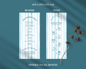 BeyzaLab Blue Striped Wedding Program