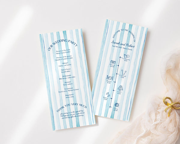 BeyzaLab Blue Striped Wedding Program