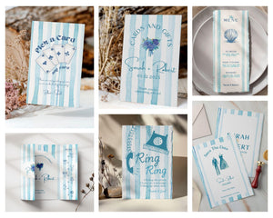 BeyzaLab Blue Striped Wedding Template Bundle