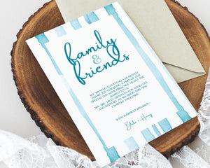 BeyzaLab Blue Striped Wedding Thank You Cards