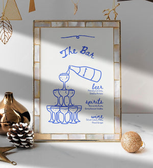 BeyzaLab Blue Vintage Wedding Bar Menu Sign