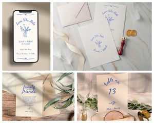 BeyzaLab Blue Vintage Wedding Template Bundle