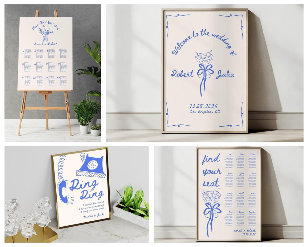 BeyzaLab Blue Vintage Wedding Template Bundle
