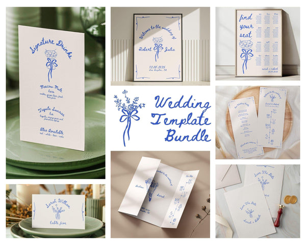 BeyzaLab Blue Vintage Wedding Template Bundle