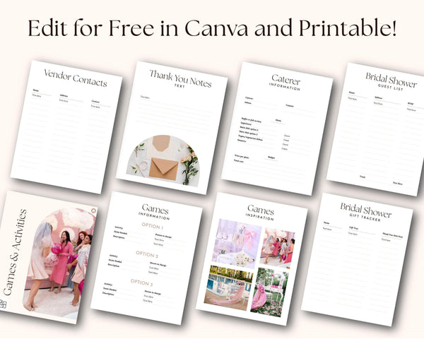 Goodnotes & Canva Template Bridal Shower Planner Canva + Goodnotes