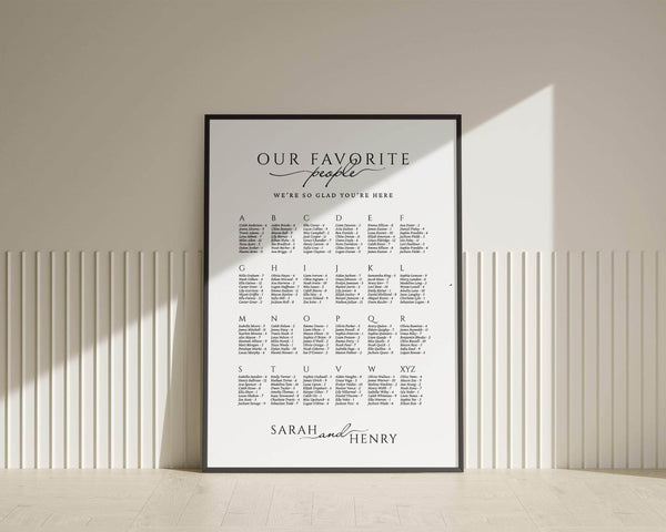 Instant Download - Canva Template Classic Alphabetical Wedding Seating Chart Sign