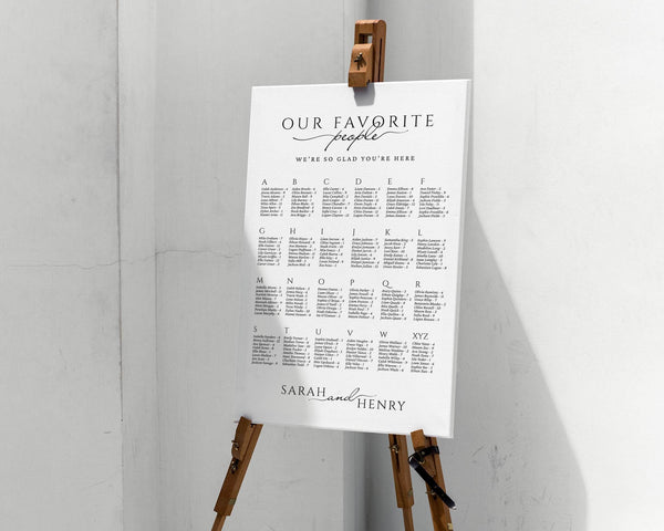 Instant Download - Canva Template Classic Alphabetical Wedding Seating Chart Sign