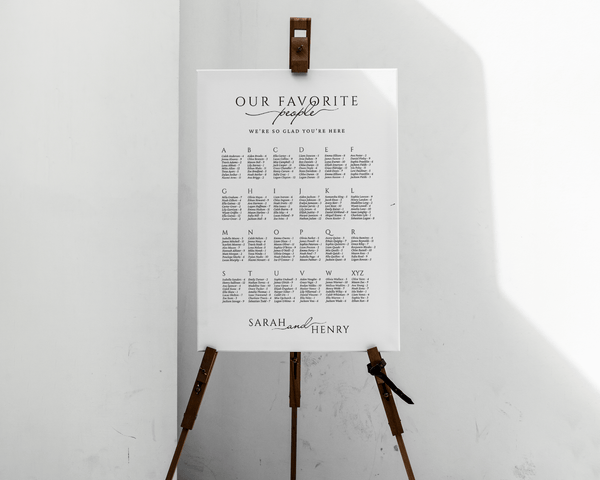 Instant Download - Canva Template Classic Alphabetical Wedding Seating Chart Sign
