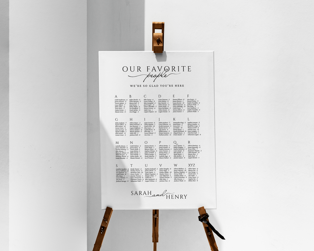 Instant Download - Canva Template Classic Alphabetical Wedding Seating Chart Sign