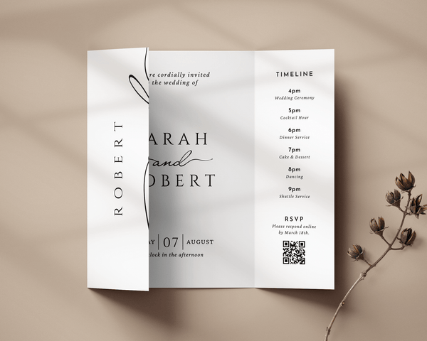 Instant Download - Canva Template Classic Gatefold Wedding Invitation