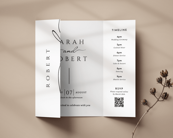 Instant Download - Canva Template Classic Gatefold Wedding Invitation