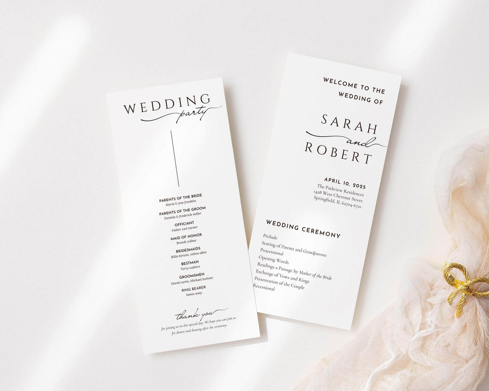 Instant Download - Canva Template Classic Wedding Program Template