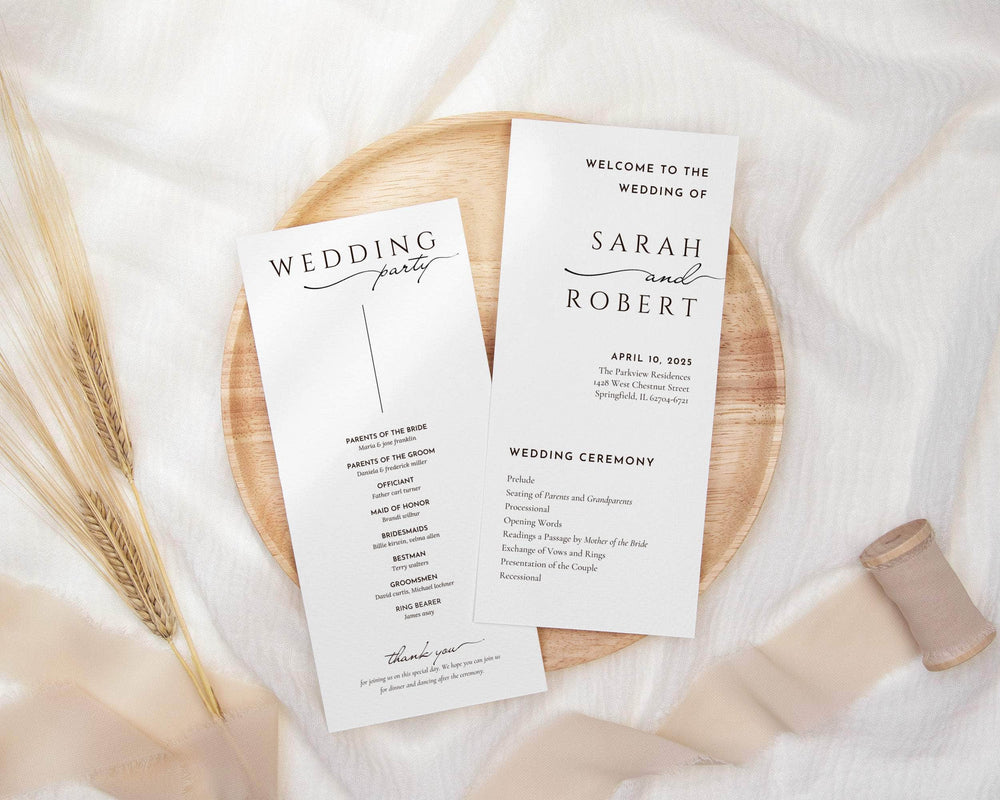 Instant Download - Canva Template Classic Wedding Program Template