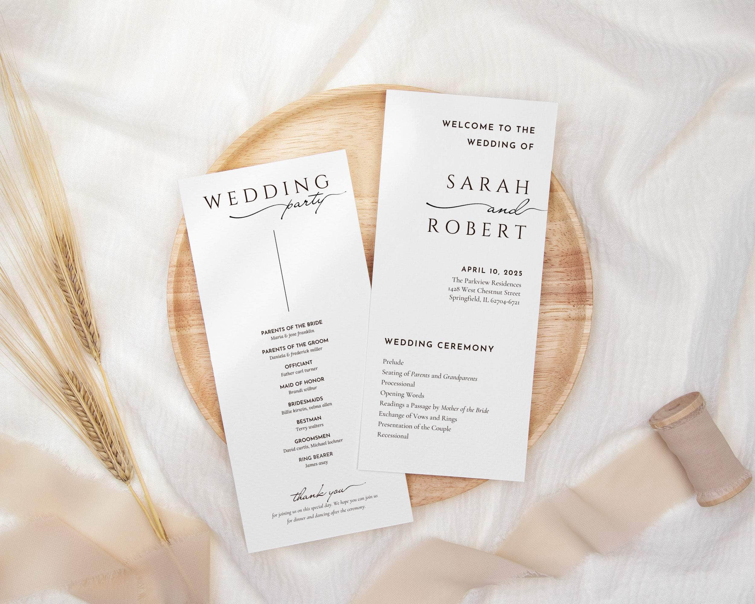 Instant Download - Canva Template Classic Wedding Program Template