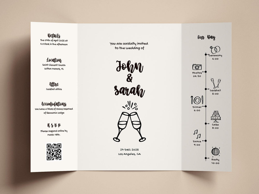 BeyzaLab Cute Gatefold Wedding Invitation Template