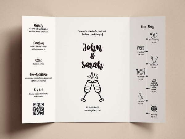 BeyzaLab Cute Gatefold Wedding Invitation Template