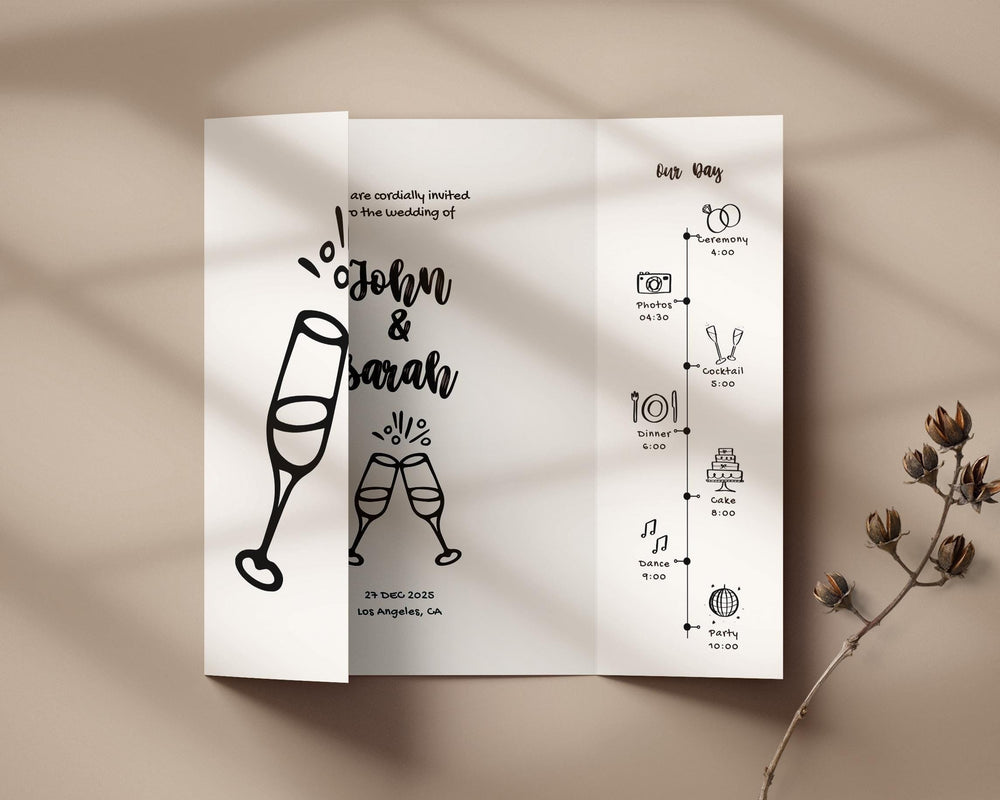 BeyzaLab Cute Gatefold Wedding Invitation Template