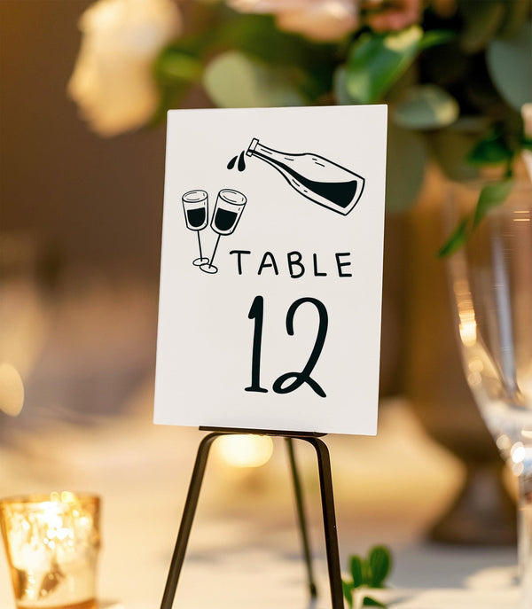 BeyzaLab Cute Hand Drawn Wedding Table Numbers
