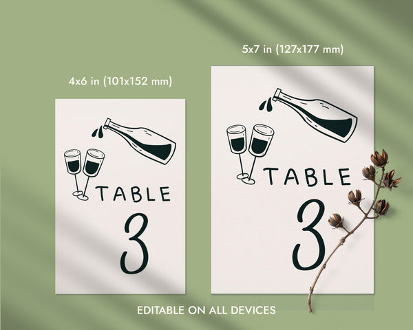 BeyzaLab Cute Hand Drawn Wedding Table Numbers