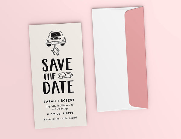 BeyzaLab Cute Handdrawn Save The Date Evite