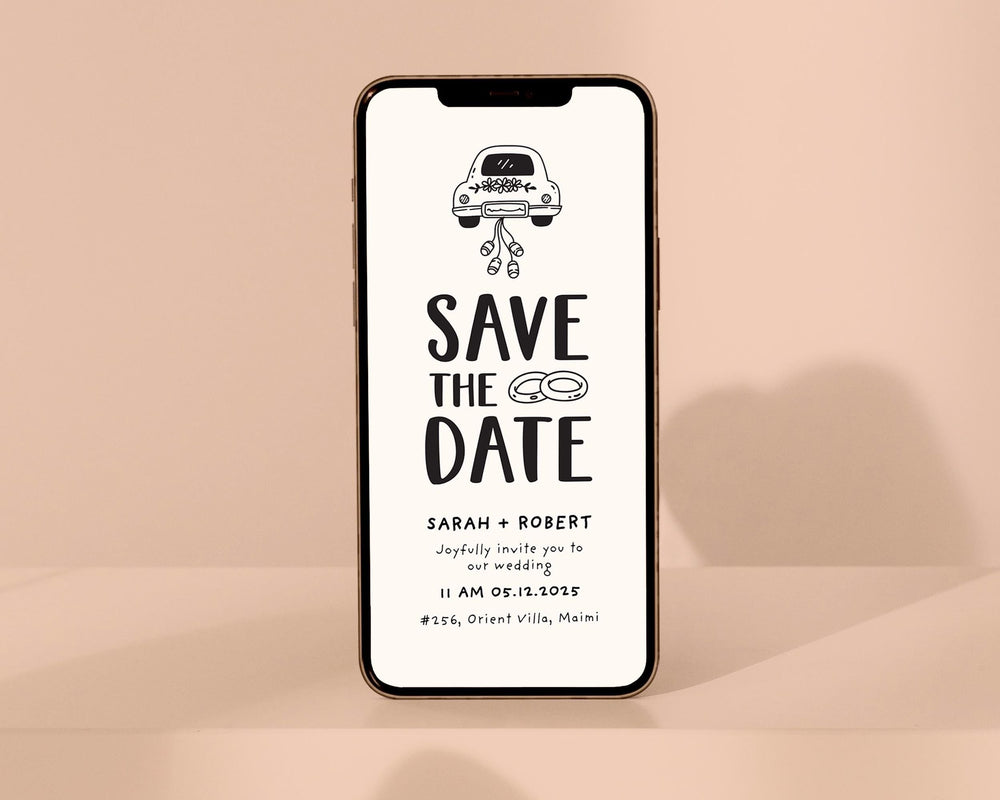 BeyzaLab Cute Handdrawn Save The Date Evite