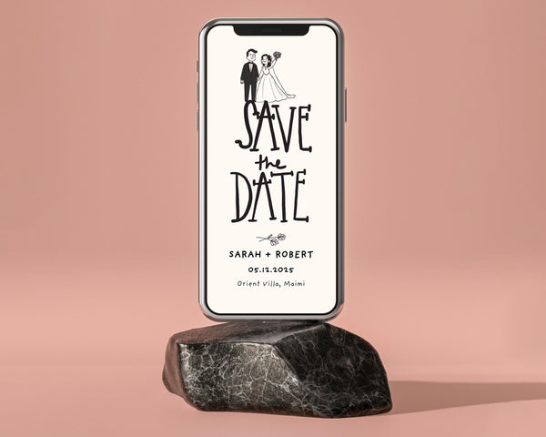 BeyzaLab Cute Handdrawn Save The Date - Mobile